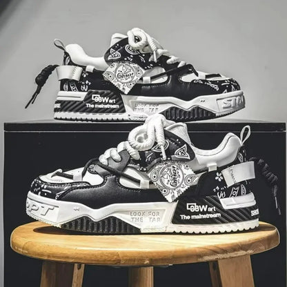 Men’s Casual Sneakers – Outdoor Fashion Vulcanized Shoes with Breathable Platform Design (Spring & Walking Comfort)