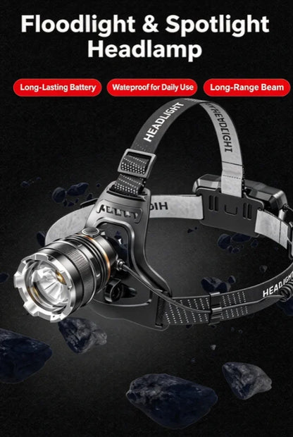 Rechargeable LED Headlamp Powerful Head Flashlight Optional Motion Sensor for Fishing Camping Rescue