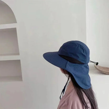 WRELS Wide Brim Neck Protection Bucket Hat