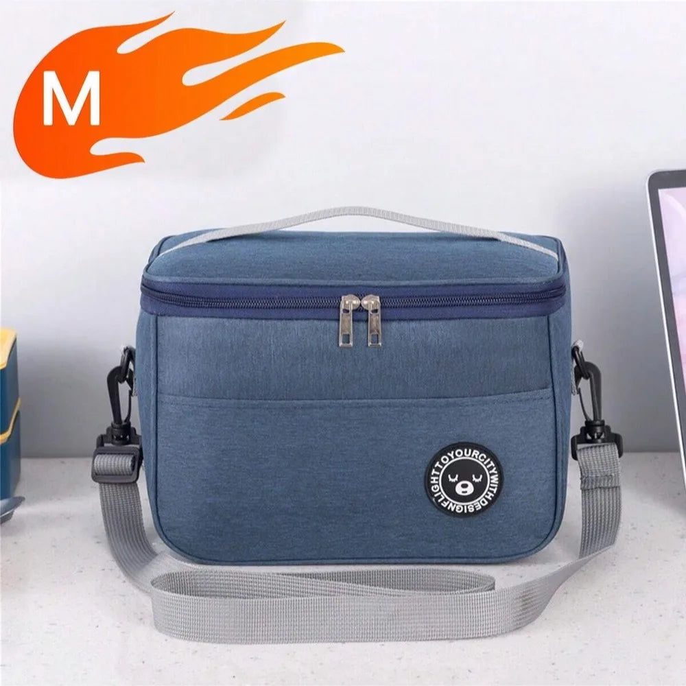 Capacity hand-held with shoulder strap insulated bag, lunch box bag, student thickened waterproof lunch bag。-zmt
