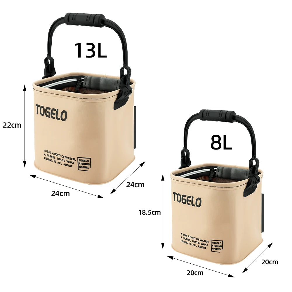 Foldable Live Fish Bucket with Rope