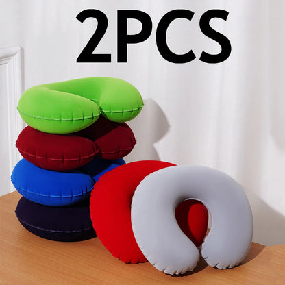 2Pcs/Pack Inflatable U-Shaped Pillow, Portable Folding Neck Pillow for Travel, Suitable for Travel