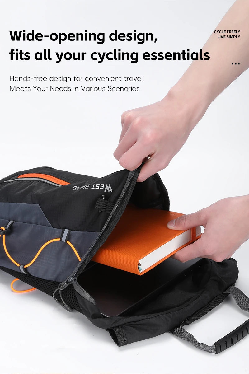 WEST BIKING 10L Cycling Backpack Lightweight Outdoor Sports Running Hiking Climbing Hydration Bag Waterproof Flodable Travel Bag