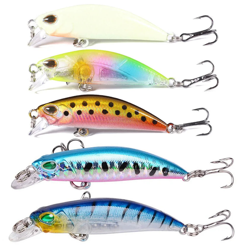 5pcs Fishing Lure Kit Sinking Minnow Trout Artificial Bait Crank Bait Bass Hook Wobbler Fishing Tackle Box Floating Jerkbait