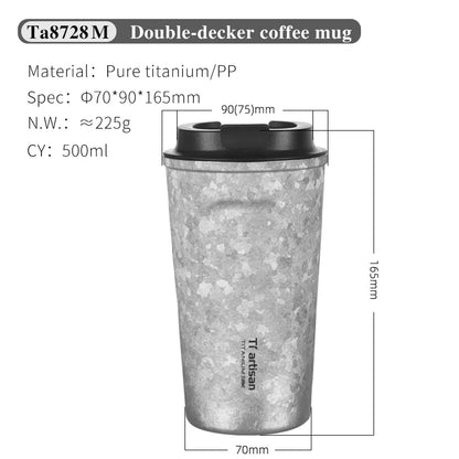 Tiartisan Pure Titanium Vacuum Insulated Cup 400ml / 500ml Double-Wall Coffee Mug Outdoor Camping Lightweight Thermos Cup