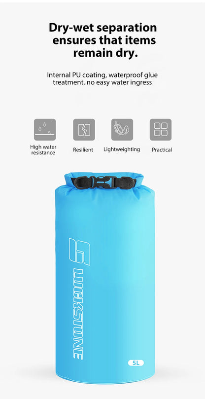 3/8/12/15/25/35/75L Waterproof Dry Bag Sack Ultralight Drifting Swimming Clothes Storage Bag for Camping Boating Hiking Rafting