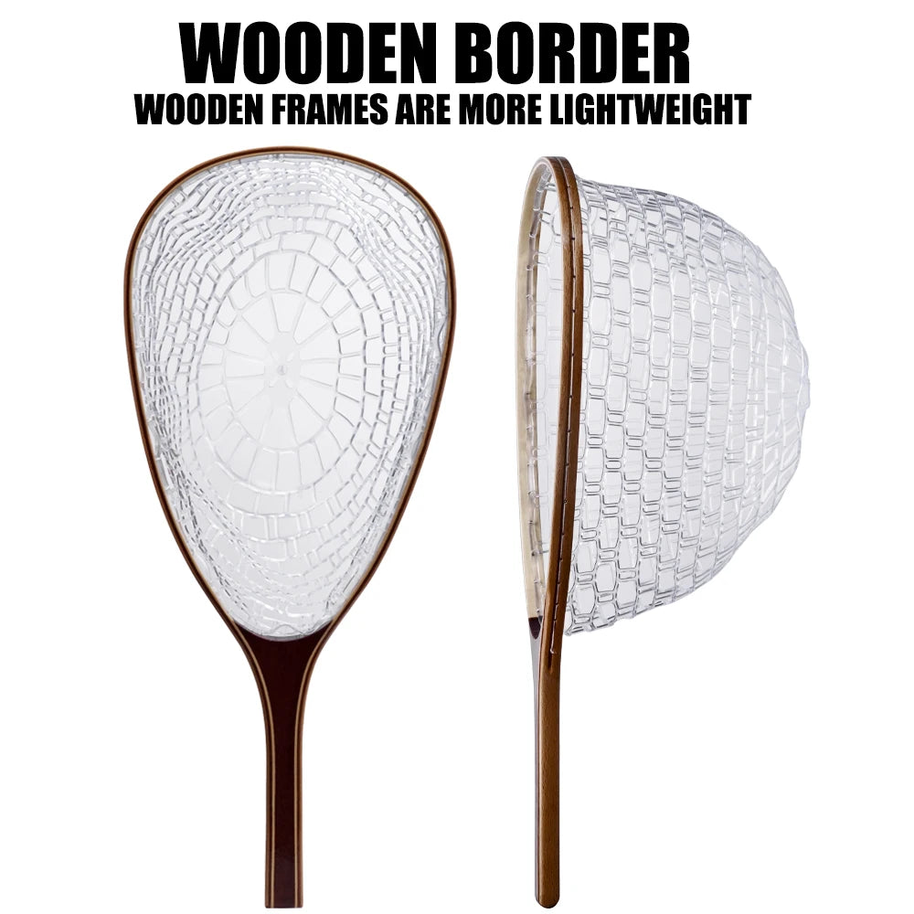 Rubber Mesh Trout Net with Wooden Handle