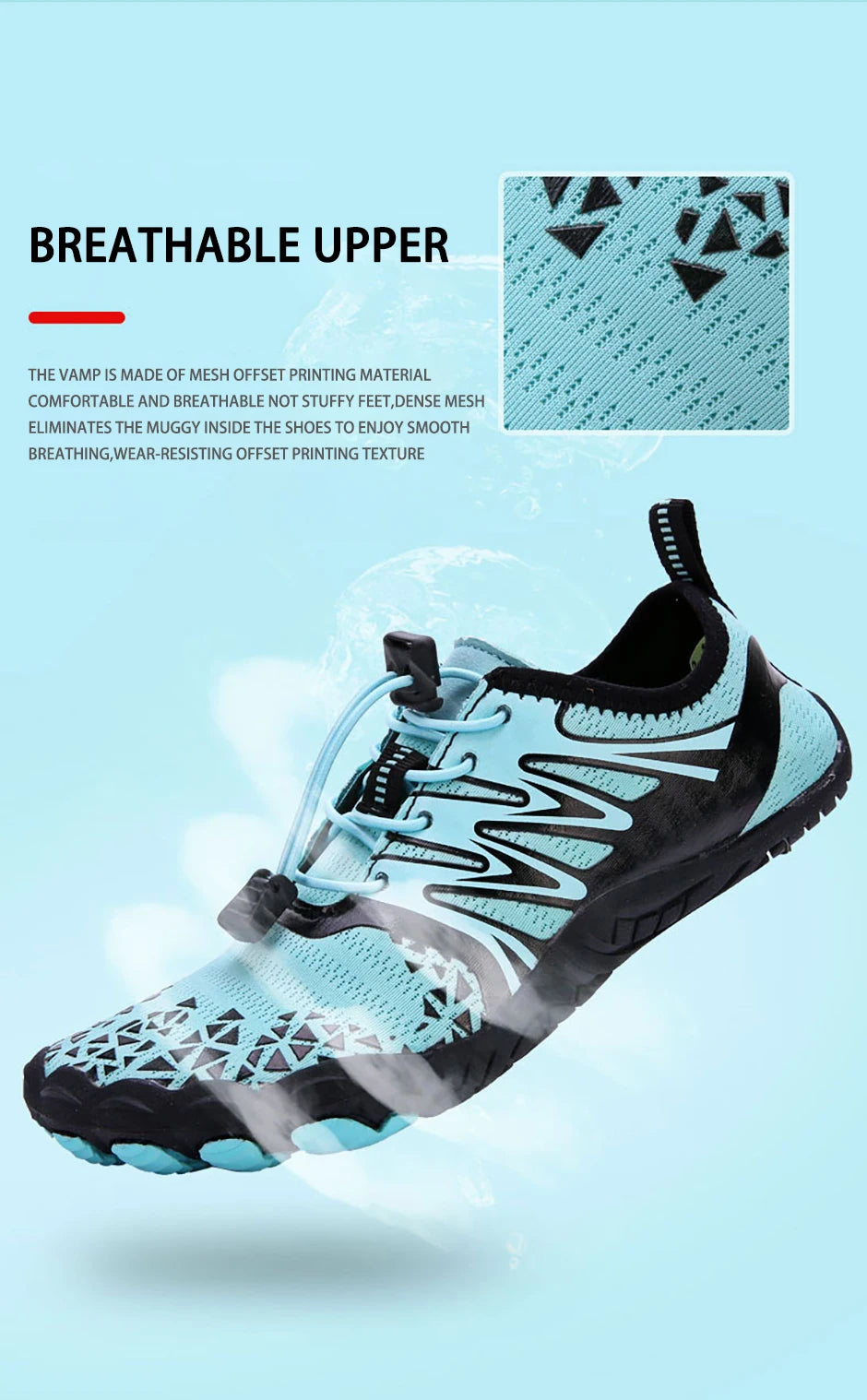 EOCENE Men Women Barefoot Outdoor Sports Aqua Shoes Quick-dry Beach Swimming Fitness Wading Hiking Cycling Water Sneakers Shoes
