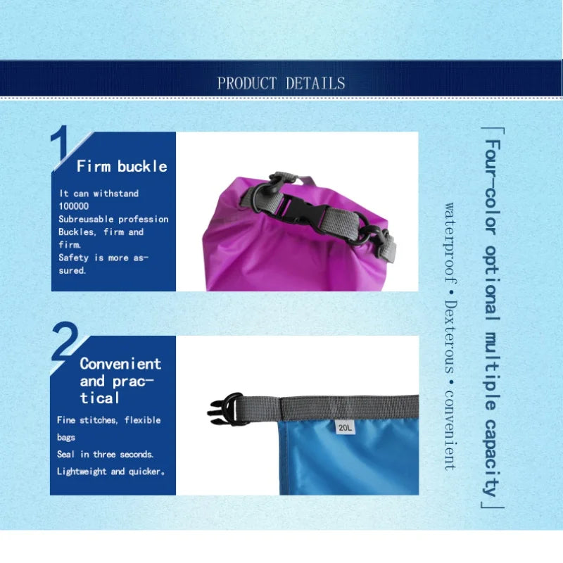 5L10L20L40L70L Waterproof Large Capacity Bag Dry Bag For Camping At Deriva Hiking Swimming Rafting Kayak River Trekking Bags