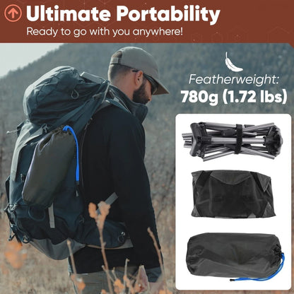 WESTTUNE 780g Ultralight Camping Chair Aluminum Alloy Lightweight Outdoor Folding Chair Moon Chair for Backpacking Hiking Travel