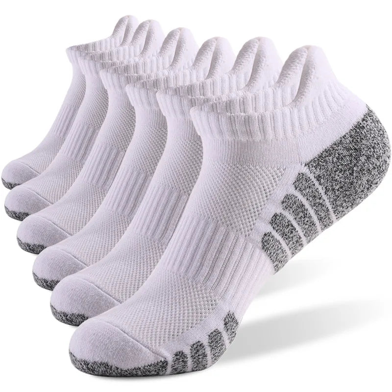 3 Pairs Thickened Towel Bottom Running Mesh Boat Non-Slip Breathable Sports Low Cut Men's Women's Socks
