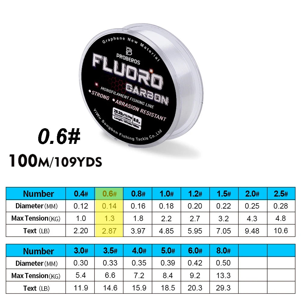 PRO BEROS Fluorocarbon Coated Line 100m (2.2-29.3 lb)