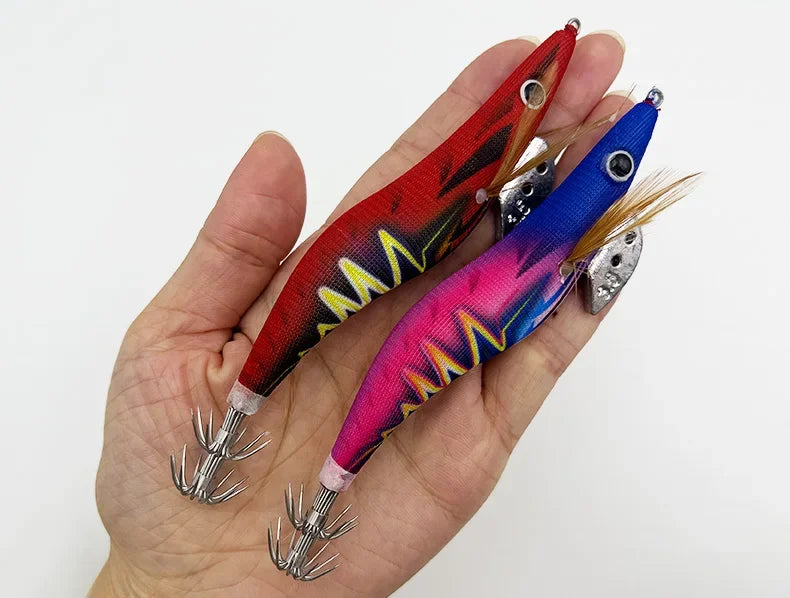 ShareShark 5Pcs/Set Luminous Squid Jig Hooks, 13.2cm 20g 3.5oz #   Shrimp Fishing Lures, Artificial Hard Prawn Bait for Fishing