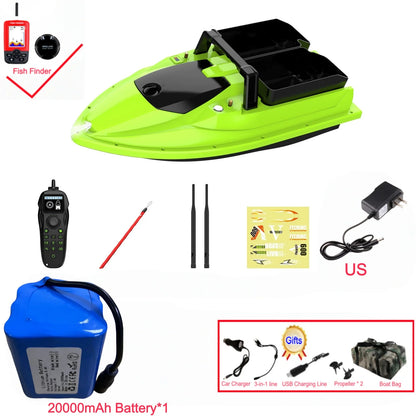 Sonar Bait Boat with Color Fish Finder Screen & Dual Hopper