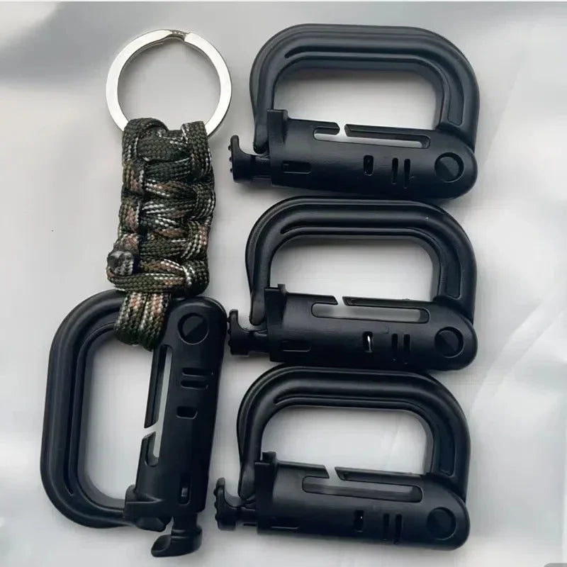 5PC Plasctic Shackle Carabiner D-ring Clip Molle Webbing Backpack Buckle Snap Lock Grimlock Multi Outdoor Hiking Camping Gear