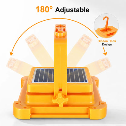 Portable Solar Flood Light LED Lantern Rechargeable Camping Lamp USB Charging Power Bank IP66 Waterproof Outdoor Tent Light