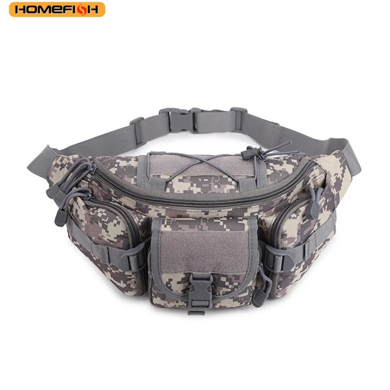 HOMEFISH Outdoor Waist Bag Men's Tactical Waterproof Molle Camouflage Hunting Hiking Climbing Nylon Mobile Phone Belt Pack