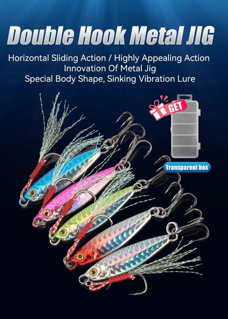 5pcs/Set Metal Jig Fishing Lures Set 10g 20g 30g Trolling Hard Bait for Bass Sea Trout Jigging Tackle Saltwater Fishing Gear