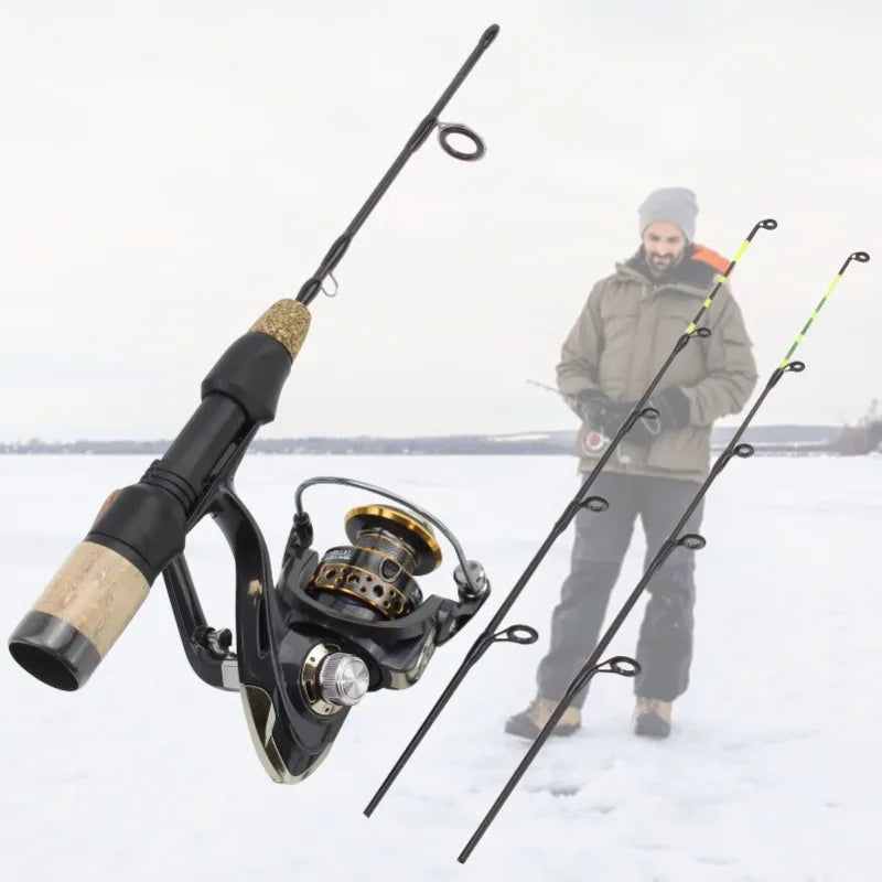 60cm Carbon Ice Fishing Rod and Reel Combo (2 Tips)