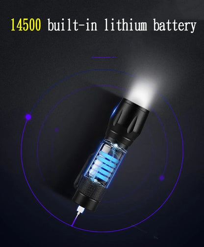Mini LED Flashlight COB+XPE Portable Torch USB Charging Camping Lantern Zoomable Focus Light Tactical Flashlight with Pen Clip