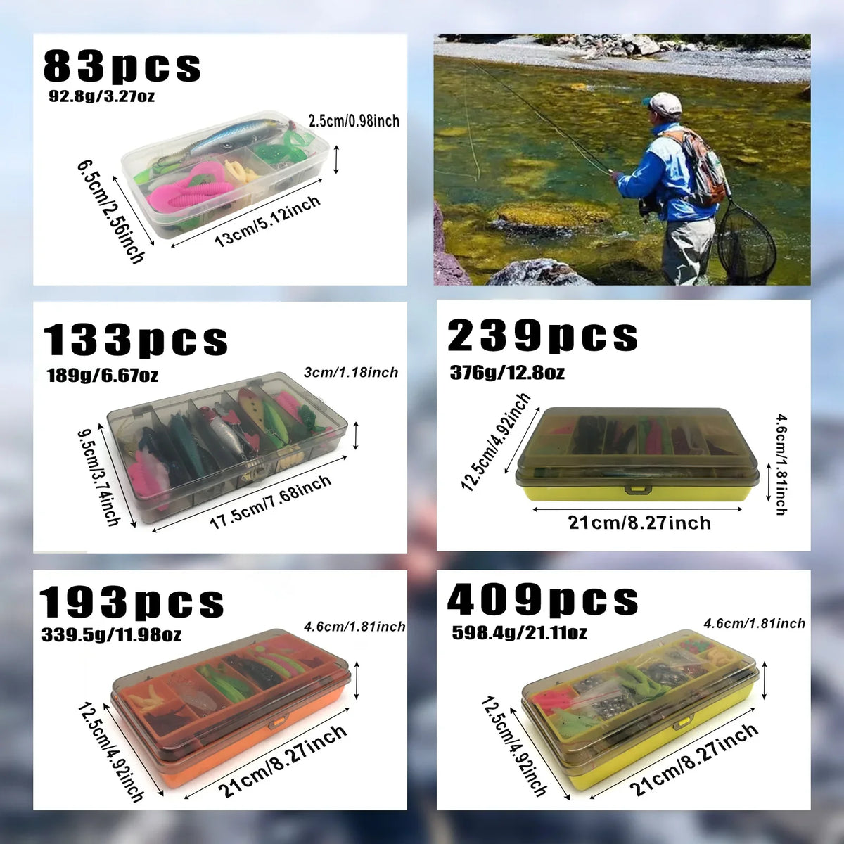 84/107pcs Fishing Lure Kit Soft and Hard Bait Set Gear Layer Metal Jig Spoon For Bass Pike Crank Tackle Accessories with Box