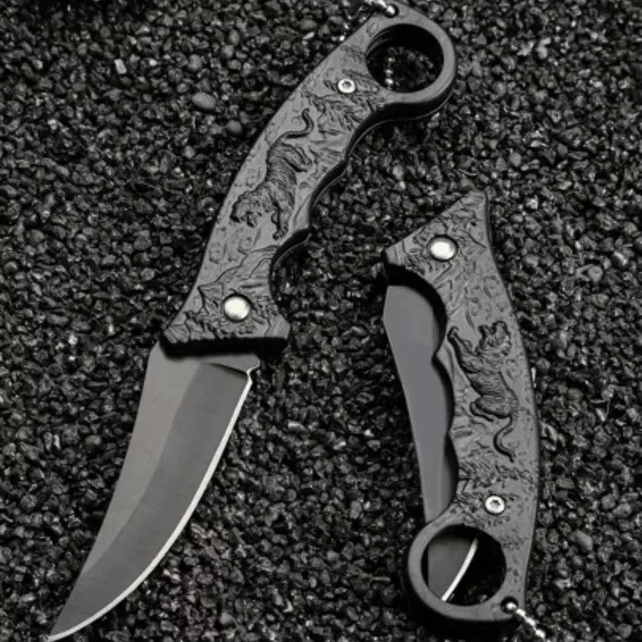 Folding Knife Outdoor Pocket Knife Steel Blade,tiger Motif Handle High Quality EDC Camping Knife Hiking Fishing Outdoor Tool
