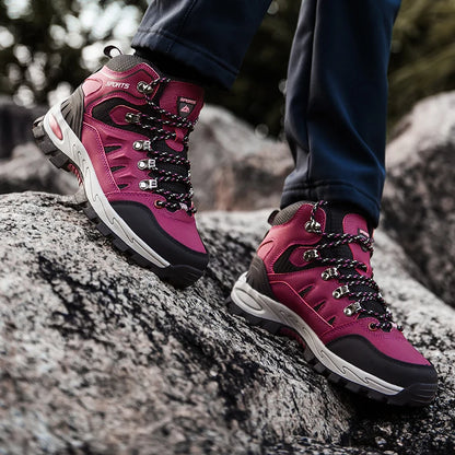 Outdoor Waterproof Hiking Boots Men's Women's Spring And Autumn Hiking Wear-resistant Mountain Sports Boots Hunting Sports Shoes