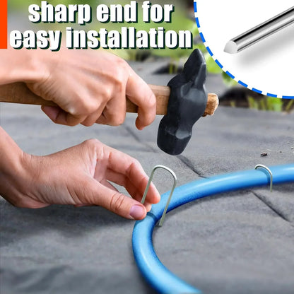 Garden Stakes Galvanized Landscape Staples,U-Type Turf Staples for Artificial Grass, Rust Proof Sod Pins Stakes Tent Peg Nails