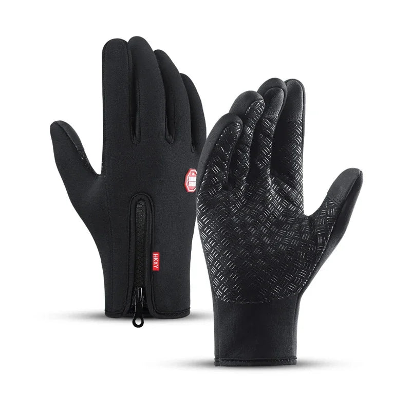 Men Women Cycling Winter Warm Sport Gloves Touchscreen Outdoor Fishing Splash-proof Skiing Snowboard Nonslip Zipper Gloves