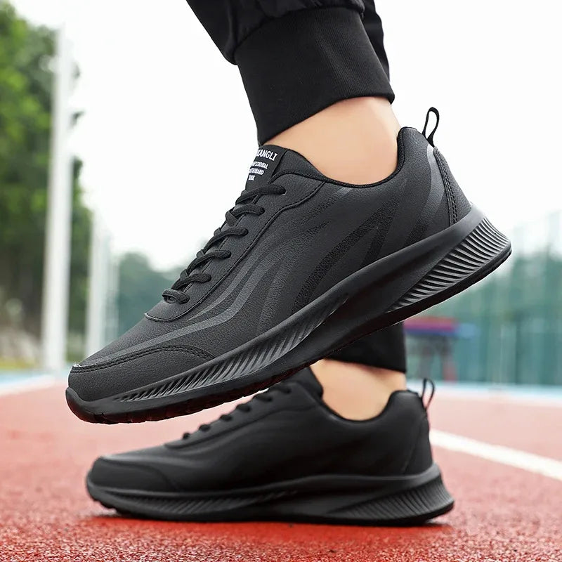 Men’s Waterproof Leather Running Shoes – Anti-Slip Wear-Resistant Walking & Sport Sneakers