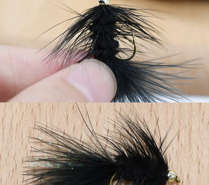MNFT Black Beadhead Woolly Buggers (10 Pack)