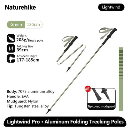 Naturehike 2025 New Walking Stick Ultralight Folding Climbing Backpack Pole 3 Folded Rod Quick Open Travel Hiking Trekking Poles
