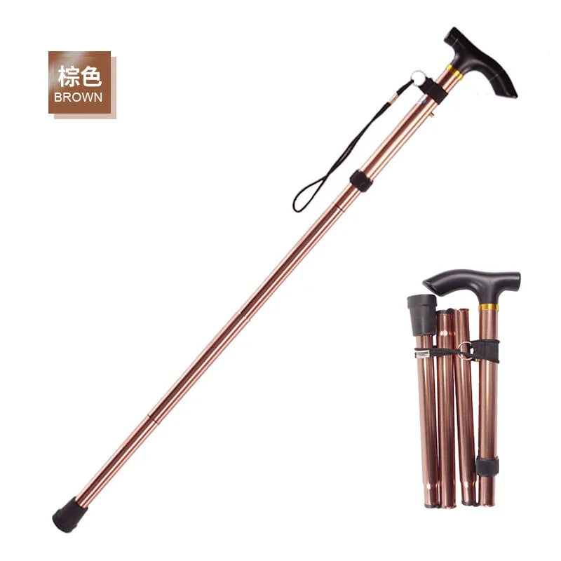 Multifunction Walking Stick Trekking Poles Telescopic Fold Crutches Hiking Stick Crutch Elderly Metal Stick Walking Cane Outdoor