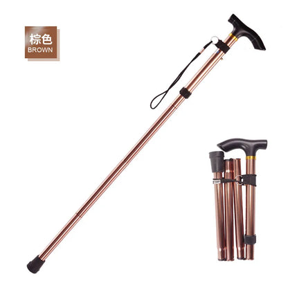 Multifunction Walking Stick Trekking Poles Telescopic Fold Crutches Hiking Stick Crutch Elderly Metal Stick Walking Cane Outdoor