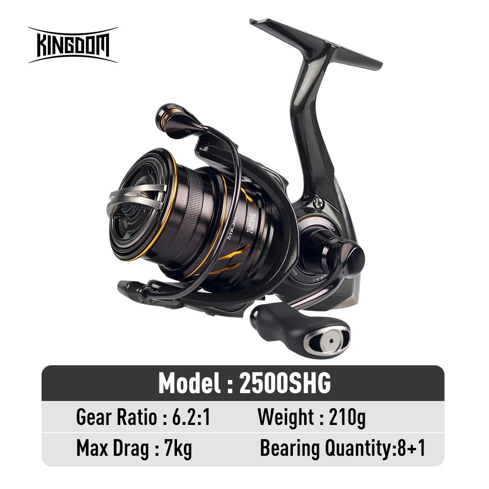 Kingdom Micro Fly Pro Spinning Fishing Reel 800-3000 Ultra Light 8+1 BB 7KG Max Drag 5.2:1/6.2:1 Gear Ratio Freshwater Saltwater