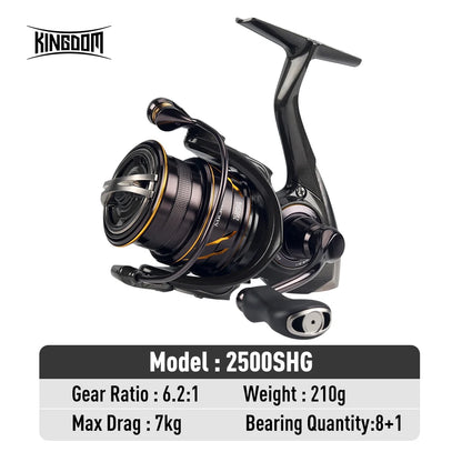 Kingdom Micro Fly Pro Spinning Fishing Reel 800-3000 Ultra Light 8+1 BB 7KG Max Drag 5.2:1/6.2:1 Gear Ratio Freshwater Saltwater