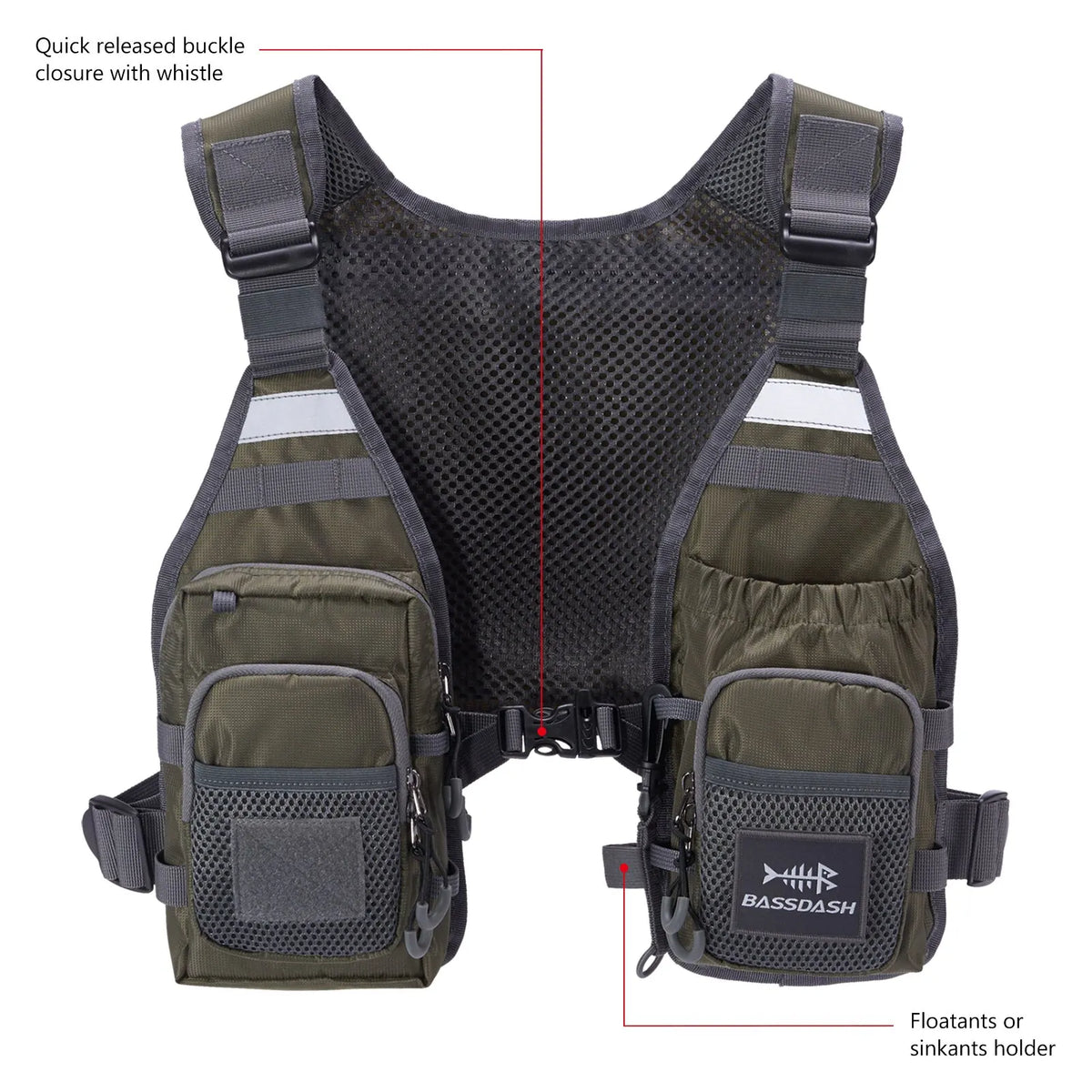 Bassdash FV08 Ultralight Fly Fishing Vest Pack