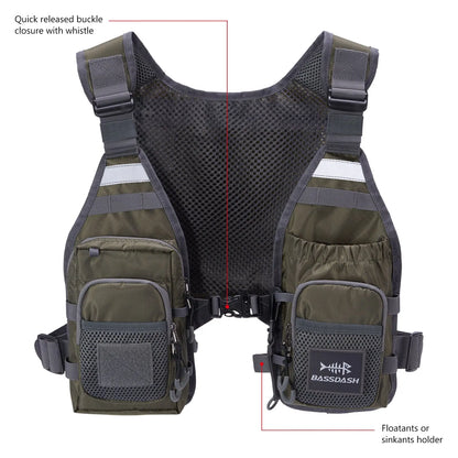 Bassdash FV08 Ultralight Fly Fishing Vest Pack