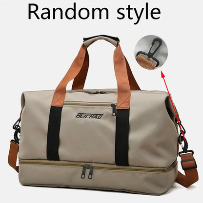Large Capacity Travel Bag, Dry Wet Separation Design, Foldable Waterproof Gym Bag,Shoe Compartment, Ideal for Outdoor Activities