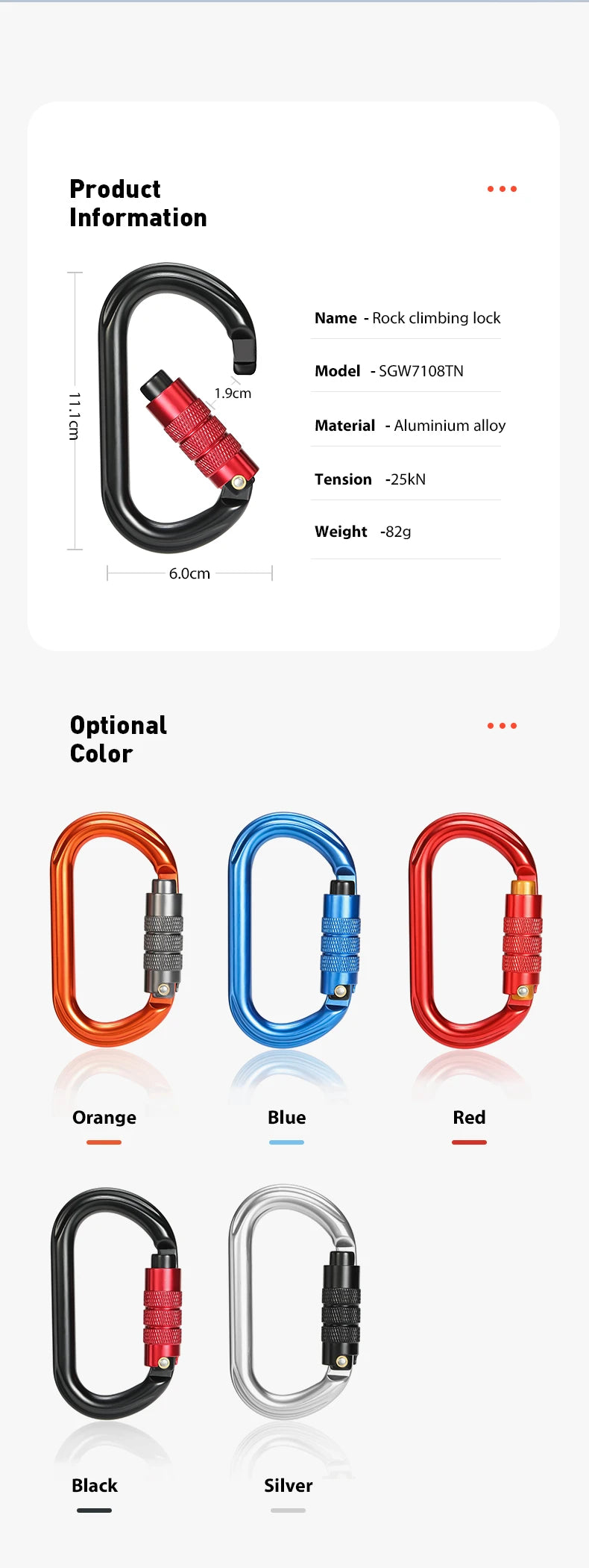 CLIWIZ Brand 25KN Auto Safety Lock Outdoor Professional Climbing Carabiner O Shape Aviation Aluminum Hooks
