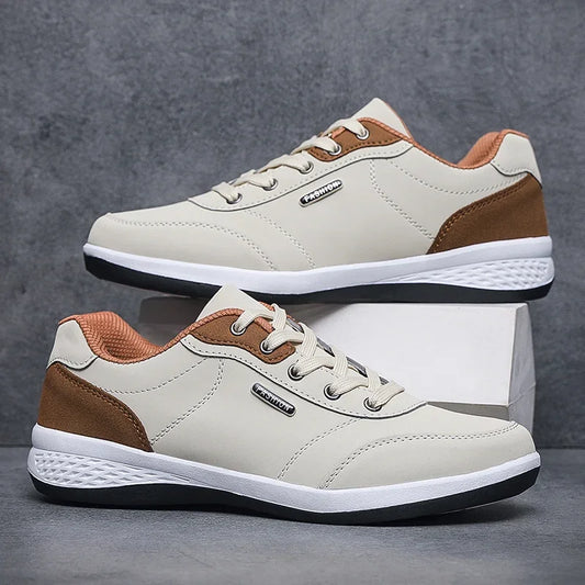 2025 Men’s Waterproof Leather Walking Sneakers – Non-Slip Casual Sports Shoes for Spring & Autumn