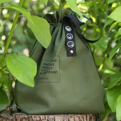 Canvas Folding Lunch Bag Portable Insulated Drawstring Closure Bento Cooler Tote For Work School Picnic Camping