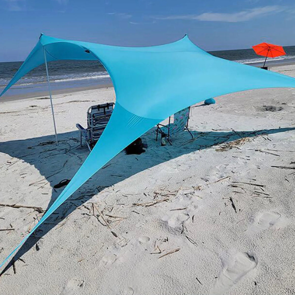 New Beach Sun Shelter Beach Canopy UPF50 5 People Capacity Polyurethane Reinforced Windproof Rope with Carry Bag for Camping