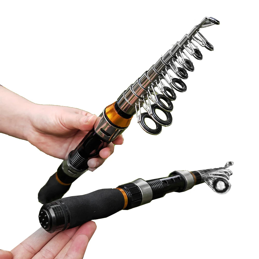 JOSBY Telescopic Fishing Rod Spinning Fly Carp Feeder Fiber Pesca 2.3M 2.1M 1.5M Mini Travel Rod Reel Seat Portable Ultra Short
