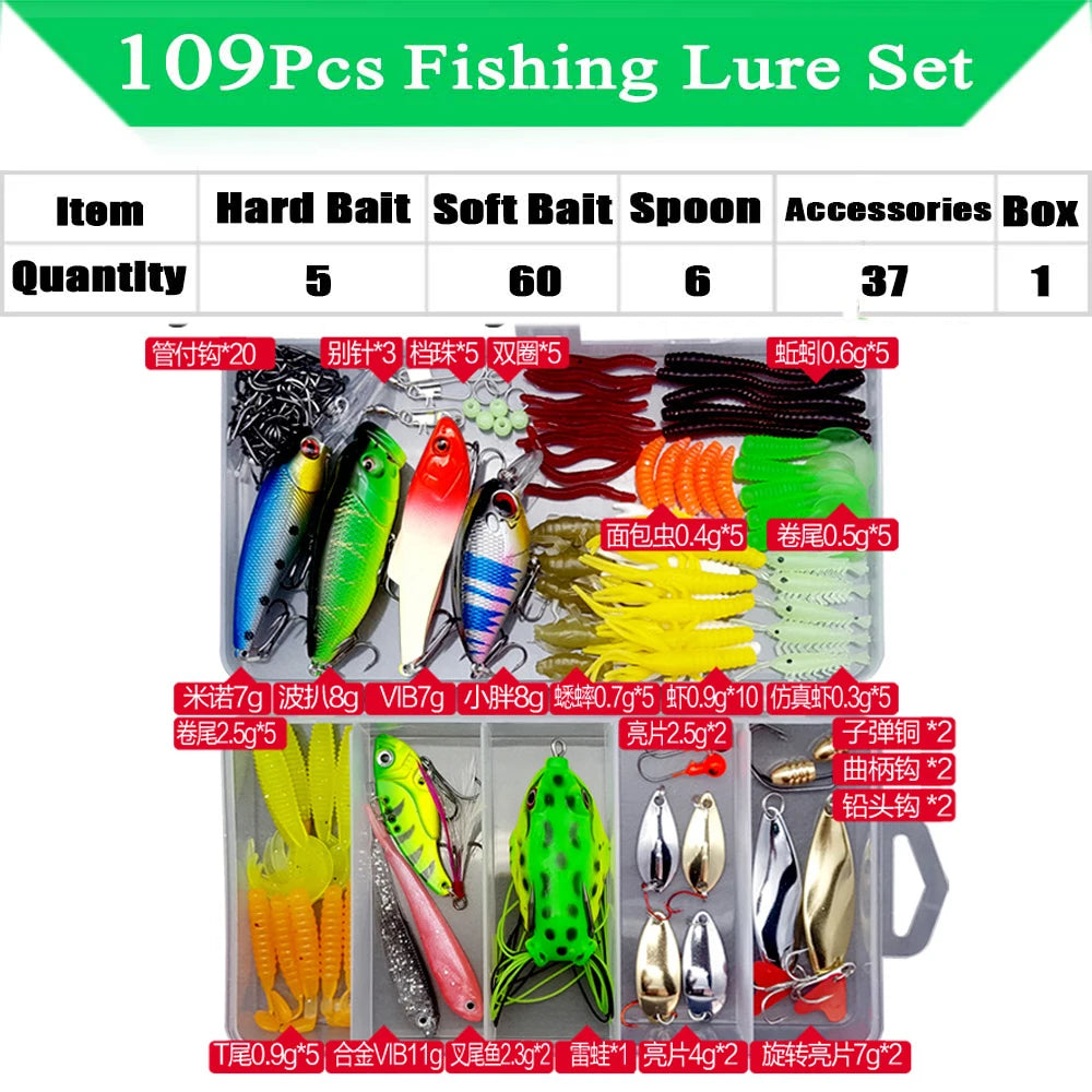 Soft and Hard Bait Lure Kit with Box