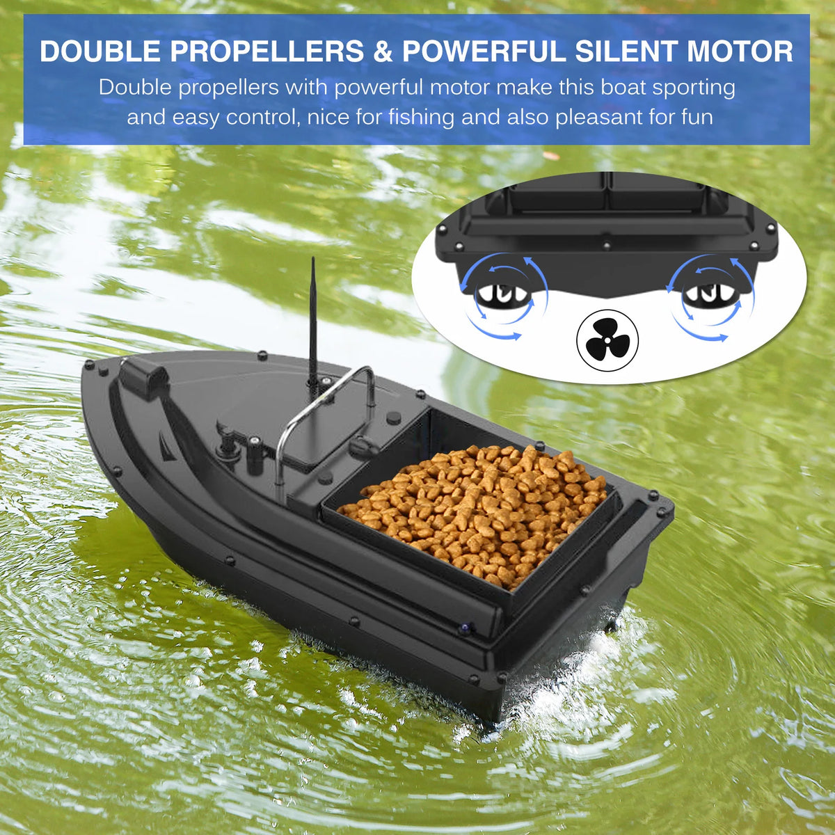 D16E GPS Bait Boat with Large Bait Hopper & Auto-Return