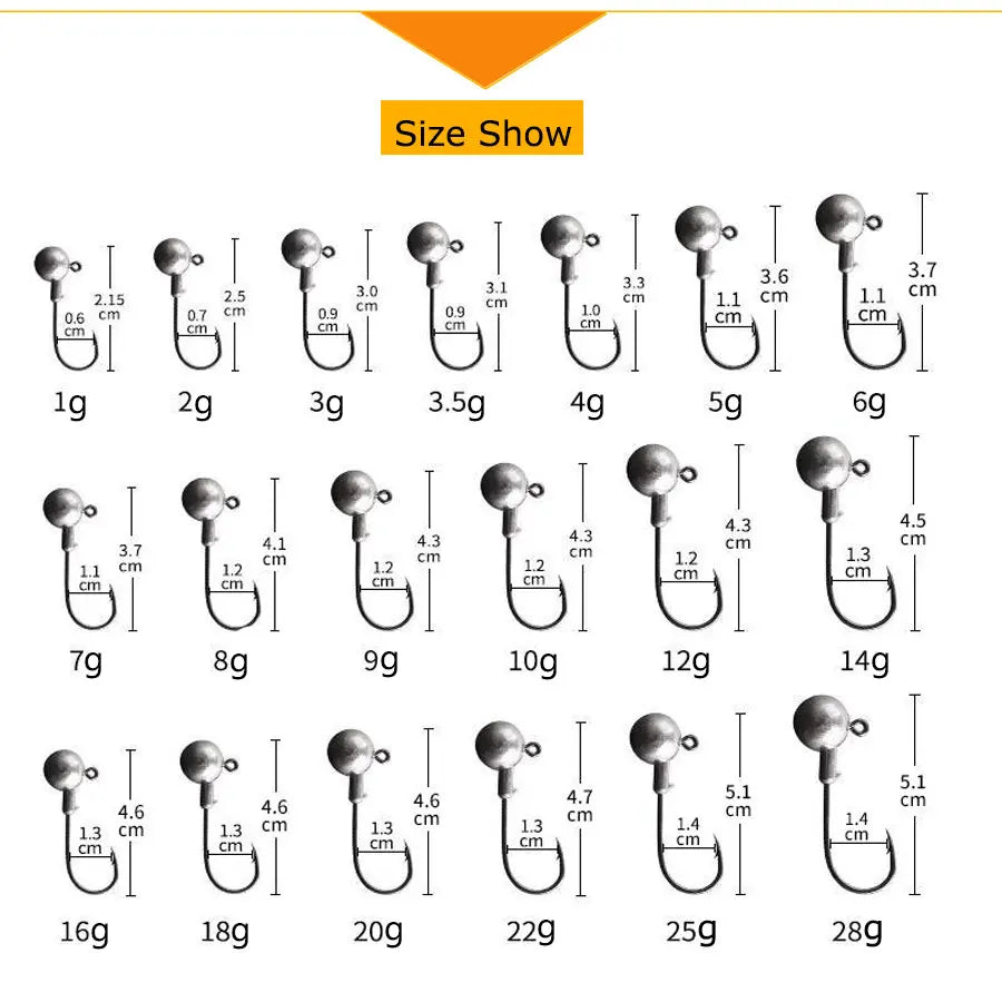 WODJYJ Jig Head Hooks (1g-28g)