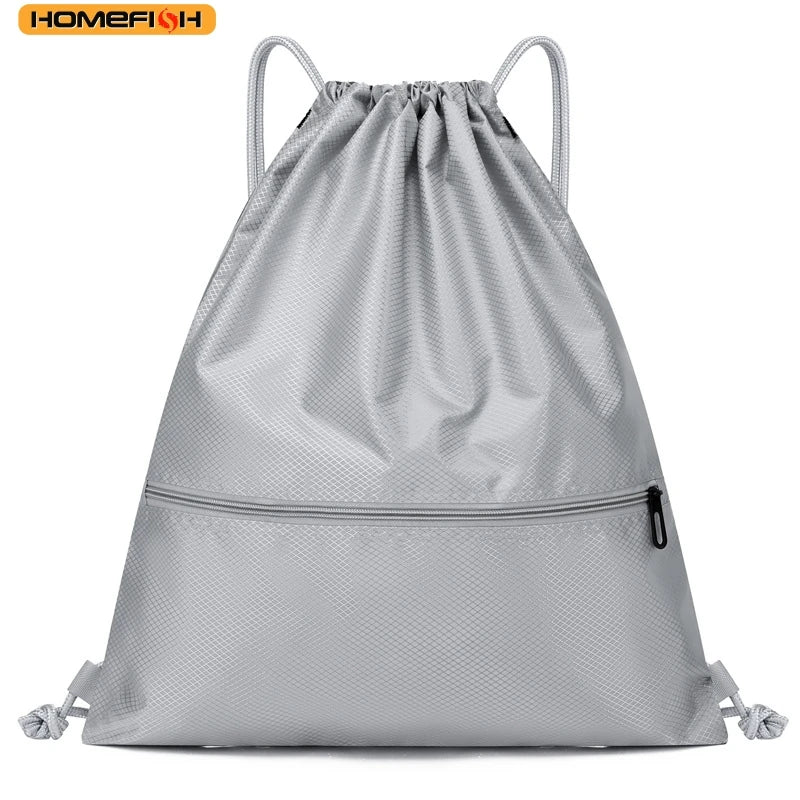 HOMEFISH Men Women Lightweight Drawstring Bag, Sports Fitness Outdoor Leisure Backpack with Zipper