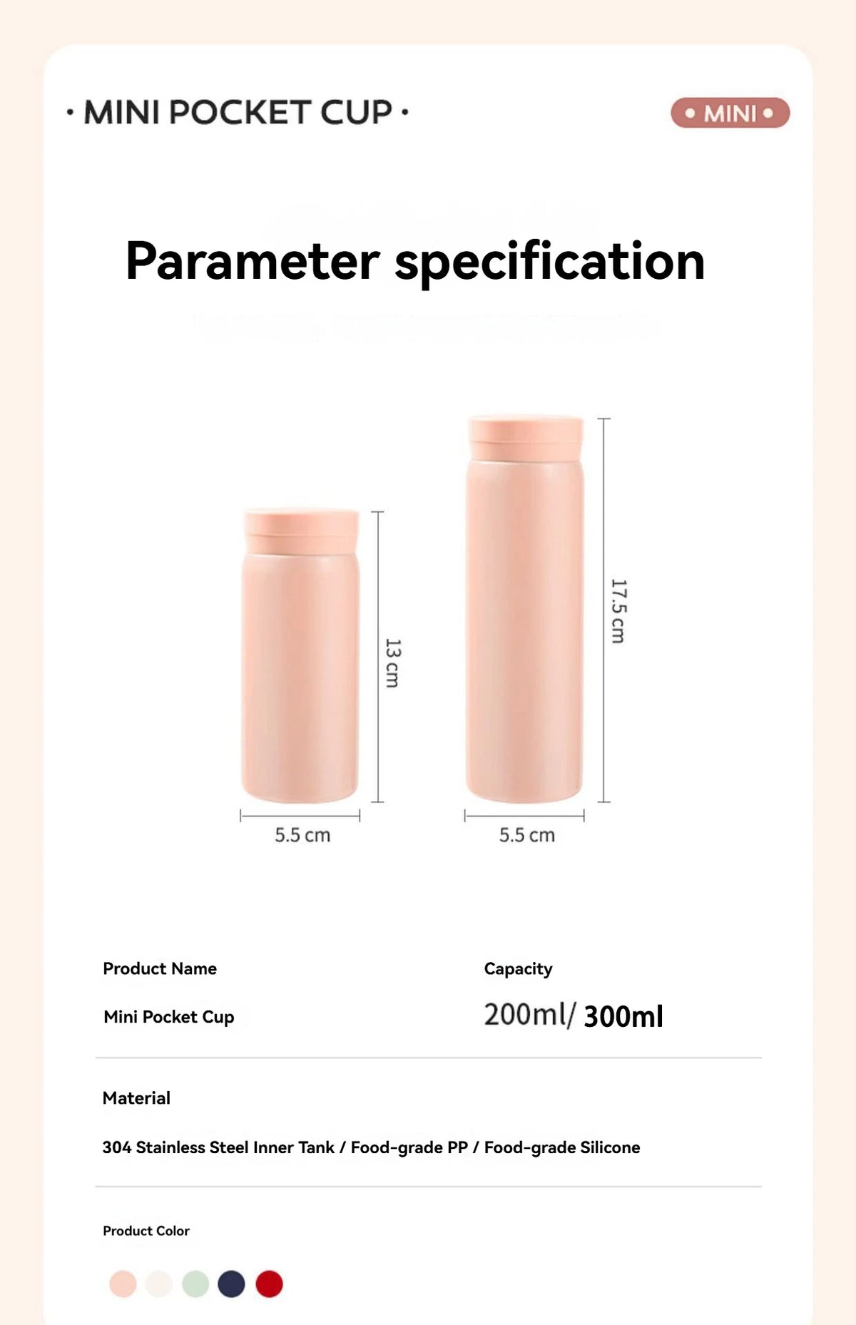 200ML/300ML Mini Insulated Cup Stainless Steel Pocket Cup Car Vacuum Flasks Coffee Cup Portable Leak-proof Thermal Water Bottle