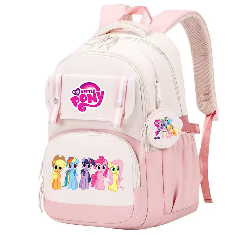 My Little Pony Large Capacity Backpack Cartoon Daypack Travel Commute Knapsack Schoolbag for Kids Girls Mochila With Coin Purse